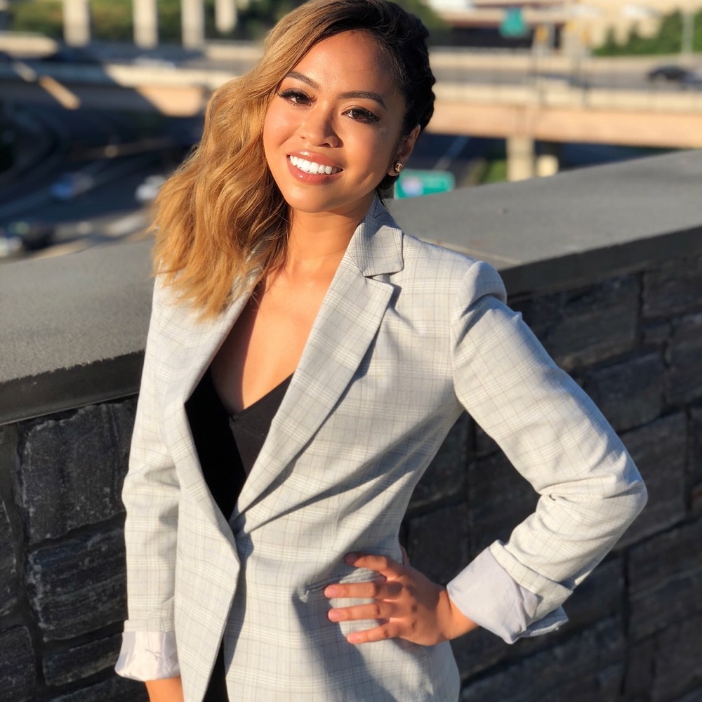 Zara Checkered Grey White & Black Blazer